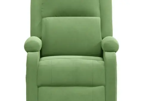 Fotoliu de masaj electric, verde deschis, catifea - 4/5