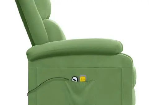 Fotoliu de masaj electric, verde deschis, catifea - 5/5