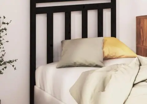 Tăblie de pat, negru, 96x4x100 cm, lemn masiv de pin - 3/5