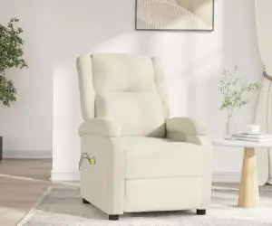 vidaXL Fotoliu de masaj electric, crem, catifea