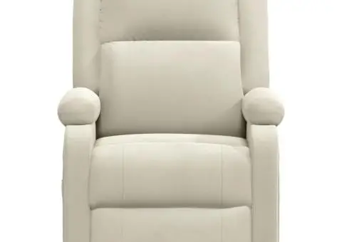 Fotoliu de masaj electric, crem, catifea - 4/5