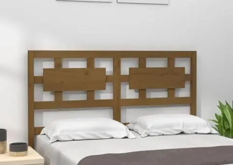 Tăblie de pat, maro miere, 125,5x4x100 cm, lemn masiv de pin - 1/5