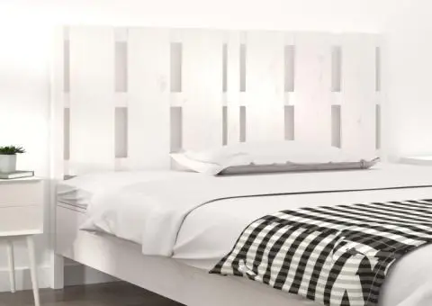 Tăblie de pat, alb, 155,5x4x100 cm, lemn masiv de pin - 1/5