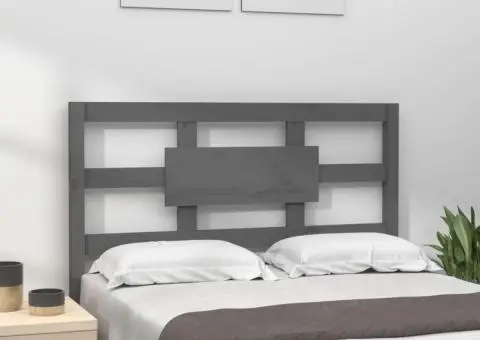 Tăblie de pat, gri, 105,5x4x100 cm, lemn masiv de pin - 1/5