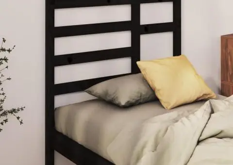 Tăblie de pat, negru, 106x4x104 cm, lemn masiv de pin - 1/5