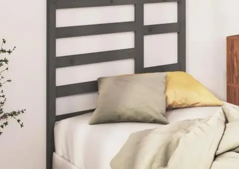 Tăblie de pat, gri, 81x4x104 cm, lemn masiv de pin - 3/5