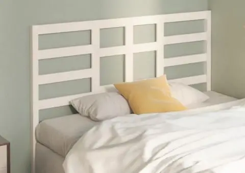 Tăblie de pat, alb, 146x4x104 cm, lemn masiv de pin - 3/5