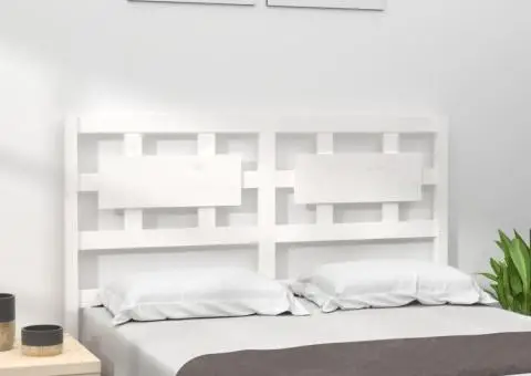 Tăblie de pat, alb, 125,5x4x100 cm, lemn masiv de pin - 1/5