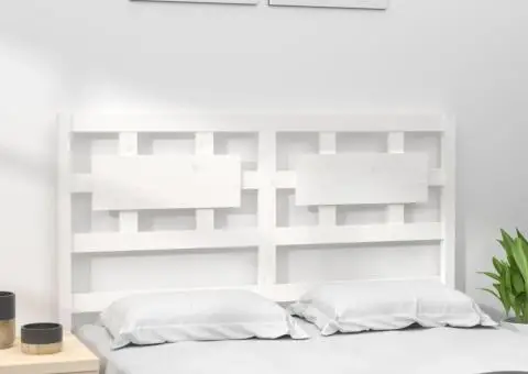 Tăblie de pat, alb, 125,5x4x100 cm, lemn masiv de pin - 3/5