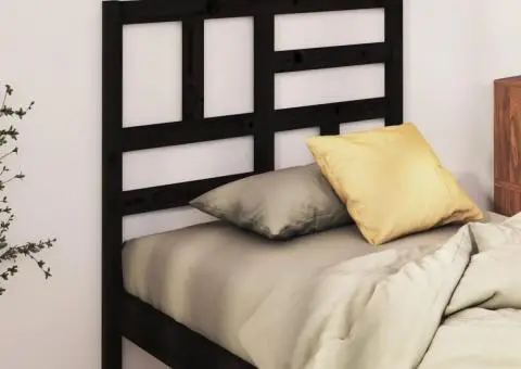 Tăblie de pat, negru, 96x4x104 cm, lemn masiv de pin - 1/5