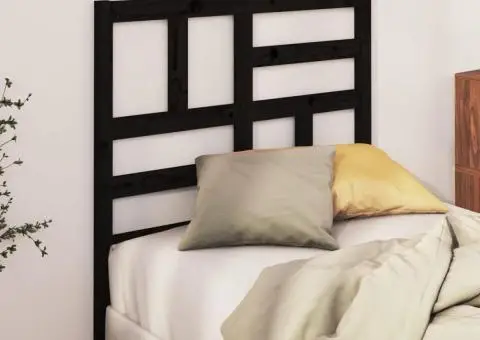 Tăblie de pat, negru, 96x4x104 cm, lemn masiv de pin - 3/5