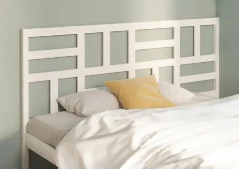 Tăblie de pat, alb, 206x4x104 cm, lemn masiv de pin - 1/5