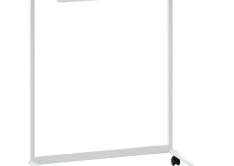 Măsuță laterală cu roți, alb, 55x35x70 cm, lemn prelucrat - 2/5