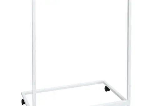 Măsuță laterală cu roți, alb, 55x35x70 cm, lemn prelucrat - 5/5