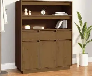 vidaXL Dulap înalt, maro miere, 89x40x116,5 cm, lemn masiv de pin