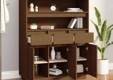 Dulap înalt, maro miere, 89x40x116,5 cm, lemn masiv de pin - 5/5