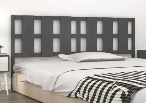 Tăblie de pat, gri, 205,5x4x100 cm, lemn masiv de pin - 3/5