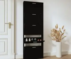 Pantofar, negru, 59x17x169 cm, lemn compozit