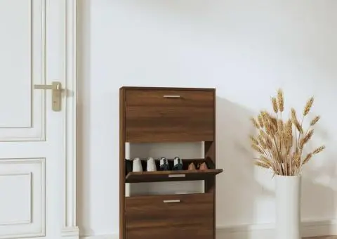 Pantofar, stejar maro, 59x17x108 cm, lemn compozit - 1/5