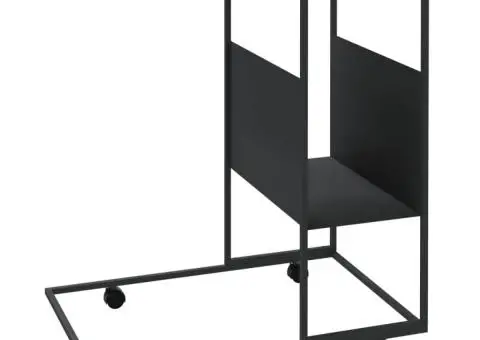 Masă laterală cu roți, negru, 55x36x63,5 cm, lemn prelucrat - 5/5