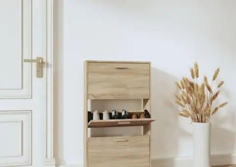 Pantofar, stejar, 59x17x108 cm, lemn prelucrat - 1/5