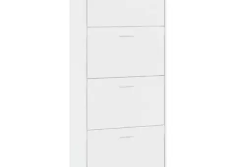 Pantofar, alb extralucios, 63x24x147 cm, lemn compozit - 3/5