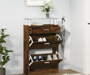 Pantofar, stejar fumuriu, 63x24x104 cm, lemn prelucrat