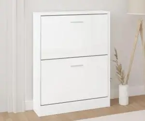 vidaXL Pantofar, alb extralucios, 59x17x81 cm, lemn prelucrat