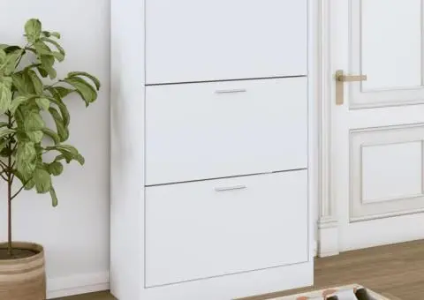 Pantofar, alb, 63x24x103 cm, lemn compozit - 1/5