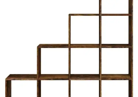 Bibliotecă în trepte, stejar fumuriu, 142 cm, lemn compozit - 4/5