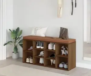 vidaXL Bancă pentru pantofi stejar maro 103x30x48 cm lemn prelucrat