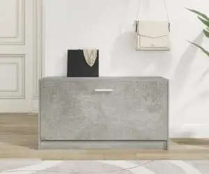 vidaXL Bancheta pantofar, gri beton, 80x24x45 cm, lemn compozit