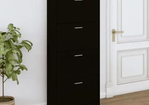 Pantofar, negru, 63x24x147 cm, lemn compozit - 1/5