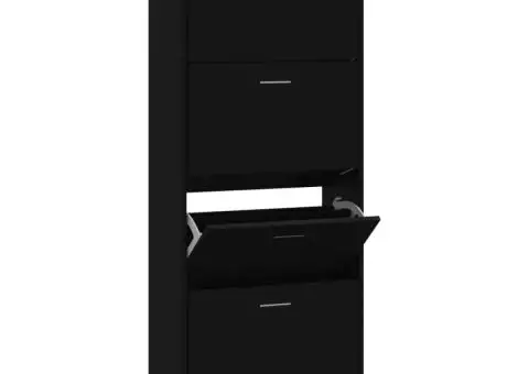 Pantofar, negru, 63x24x147 cm, lemn compozit - 2/5