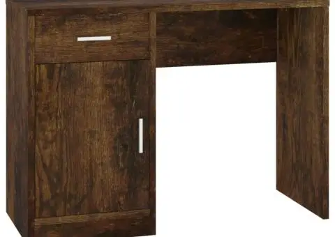 Birou cu sertar și dulap, stejar fumuriu, 100x40x73 cm, lemn - 2/5