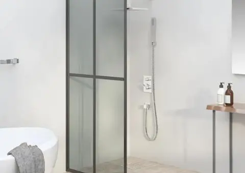 Paravan duș walk-in, 90x195 cm, sticlă securizată închisă - 1/5