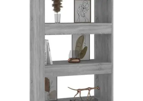 Bibliotecă/Separator cameră, gri sonoma, 60x30x103 cm, PAL - 4/5