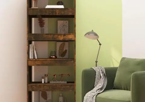Bibliotecă/Separator stejar afumat 60x30x166 cm, lemn prelucrat - 3/5
