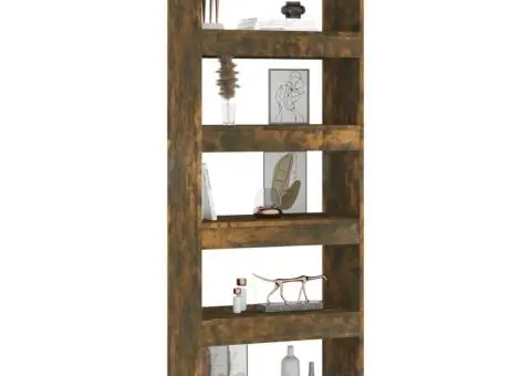 Bibliotecă/Separator stejar afumat 60x30x166 cm, lemn prelucrat - 4/5