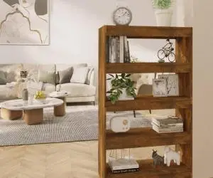 vidaXL Bibliotecă/Separator cameră, stejar fumuriu, 80x30x135 cm PAL