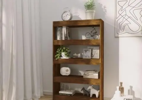 Bibliotecă/Separator cameră, stejar fumuriu, 80x30x135 cm PAL - 3/5