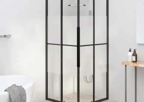 Cabină de duș, negru, 70x70x180 cm, ESG semi-mată - 1/5