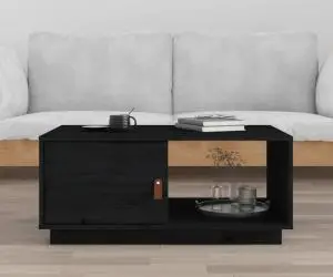 vidaXL Măsuță de cafea, negru, 80x50x35 cm, lemn masiv de pin
