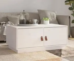 vidaXL Măsuță de cafea, alb, 80x50x35 cm, lemn masiv de pin