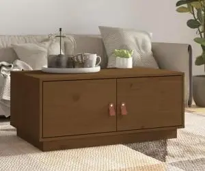vidaXL Măsuță de cafea, maro miere, 80x50x35 cm, lemn masiv de pin