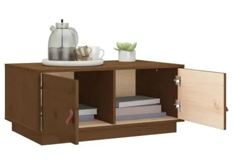 Măsuță de cafea, maro miere, 80x50x35 cm, lemn masiv de pin - 4/5