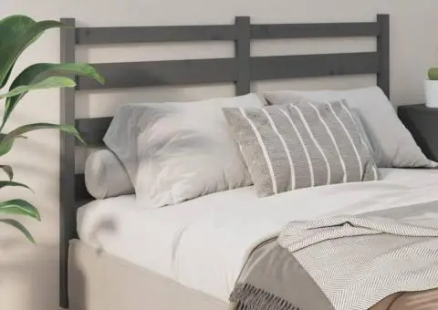 Tăblie de pat, gri, 126x4x100 cm, lemn masiv de pin - 1/5