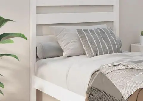 Tăblie de pat, alb, 106x4x100 cm, lemn masiv de pin - 3/5