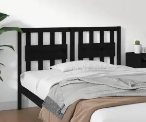 vidaXL Tăblie de pat, negru, 145,5x4x100 cm, lemn masiv de pin