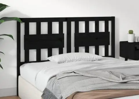 Tăblie de pat, negru, 145,5x4x100 cm, lemn masiv de pin - 4/5